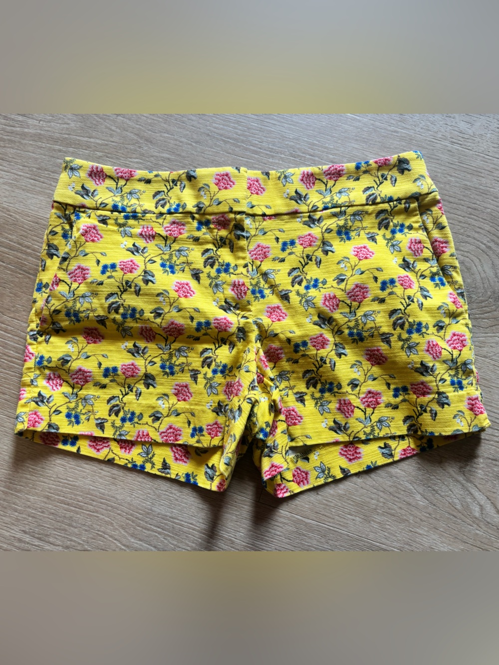 LOFT High-Waist Yellow Floral Print Shorts